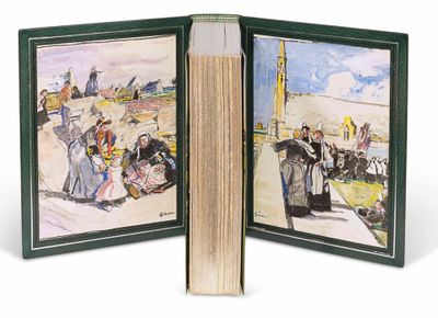 une photo d'un livre ouvert, sur laquelle on voit l'image d'un couple