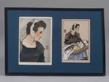 deux photos encadrées représentant une femme en robe noire et une femme en robe noire