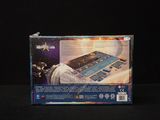 the box is open to show the contents of the space station