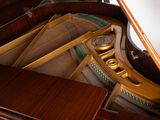 a close up view of a grand piano in a living room
