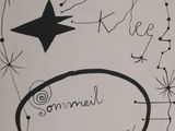 drawing of a black and white picture of a star and some writing
