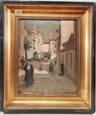 Albert LEMAITRE Rue animée Huile sur carton, signée et datée…