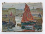 a painting of a sailboat in the water