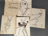 four drawings of a man and a woman in various poses