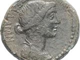 une pièce d'argent portant une tête de femme et une couronne