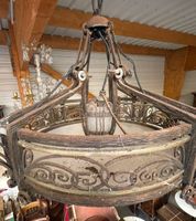 Lustre Art Déco en fer forgé soutenant une vasque et quatre … (photo 4)