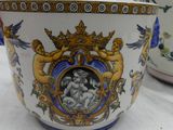 a bowl with a picture on it sitting on a table