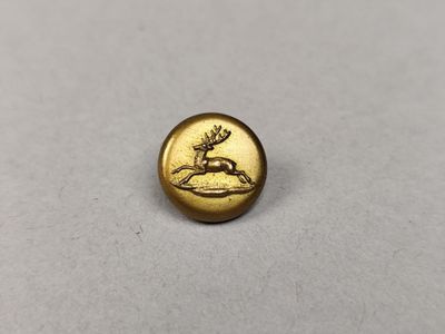 un gros plan sur un bouton doré orné d'un cerf