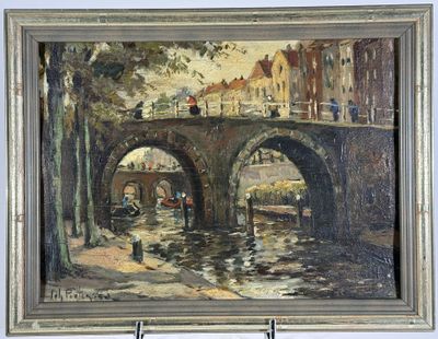 Johannes PIETERSEN (1893-1970) Canal aux barques hollandais