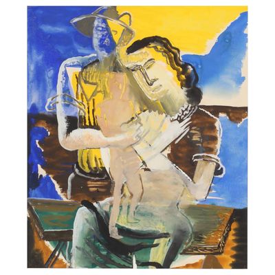 une image représentant un tableau où l'on voit un homme et une femme sur un bateau