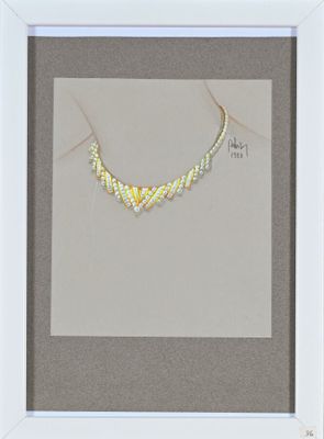 Philippe DELOISON (XXe). Collier chevrons en or, platine et …
