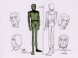 des croquis représentant un homme en uniforme vert, debout à côté d'un dessin représentant un homme en uniforme vert