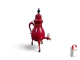 une image représentant une théière rouge sur fond blanc