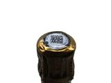 a close up of a bottle of wine with a qr code on it