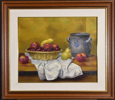 ZAPPELLA (Ph.) "Composition aux prunes et aux cerises" hst, …