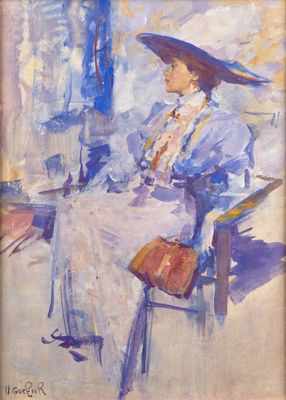 an image of a painting of a woman sitting in a chair