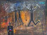 une peinture sur le mur d'un immeuble représentant trois personnes