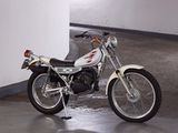 a motorcycle that is parked in a parking garage