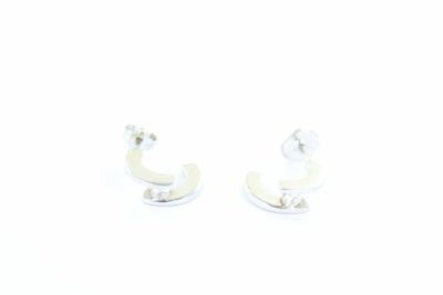 une paire de boucles d'oreilles en argent sur fond blanc