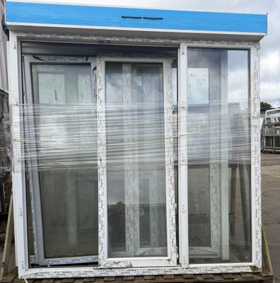 a picture of a window that has been wrapped in plastic