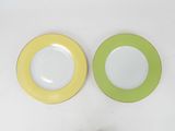 two plates that are next to each other on a table