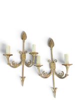 Paire d'appliques en laiton à deux bras de lumière en métal …