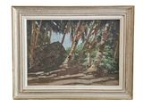 an image of a painting of a dirt road in the woods