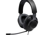 Les écouteurs JBL sont noirs et sont équipés d'un microphone intégré.