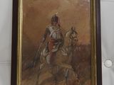 tableau représentant un homme à cheval, accroché au mur à côté d'un tableau représentant un homme sur un cheval
