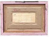 an image of a painting of a pink frame with writing on it