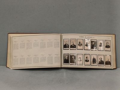 an open book with pictures of people in black and white