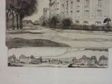 a drawing of a street with a building in the background and another drawing of a street with a building in the background