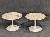 pair of marble side tables with pedestal bases