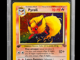 a close up of a pokemon card on a black background