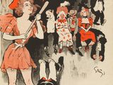 une vieille affiche annonçant un spectacle de cirque avec des clowns et des clowns