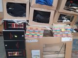 many boxes stacked on top of each other on a pallet