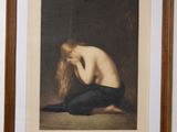 painting of a nude woman sitting on the ground with her head in her hands
