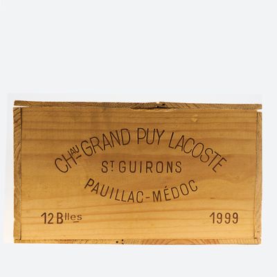 a wooden box that has a label on it