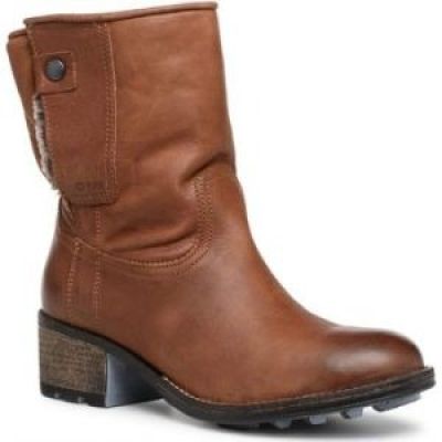 a close up of a pair of brown boots on a white background