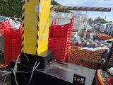many baskets of food are stacked on top of each other