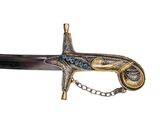 an image of a sword with a chain around it on a white background