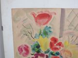a picture of a painting of flowers in a vase