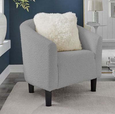 Fauteuil cabriolet SHERPA- en tissu bouclette gris clair - D…