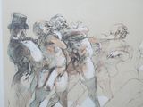 a drawing of a group of people standing together