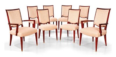 lot de six chaises de salle à manger avec accoudoirs rembourrés