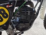 a close up of a motorcycle with a number plate on it