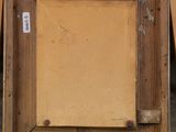 a painting of a wooden frame sitting on top of a wooden table