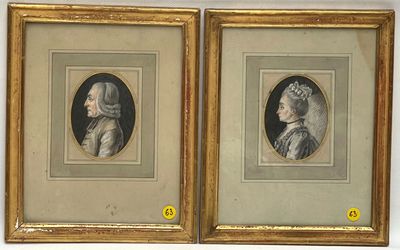 Ecole Française du XVIIIème siècle - Portrait de femme et po…