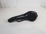 a close up of a bike seat on a white surface
