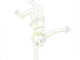 cartoon drawing of a man doing a handstand on a skateboard